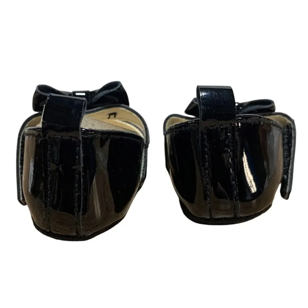Newborn Baby Girls Size 1 Shiny Black Patent Leather Mary Jane Bow Infant Shoes